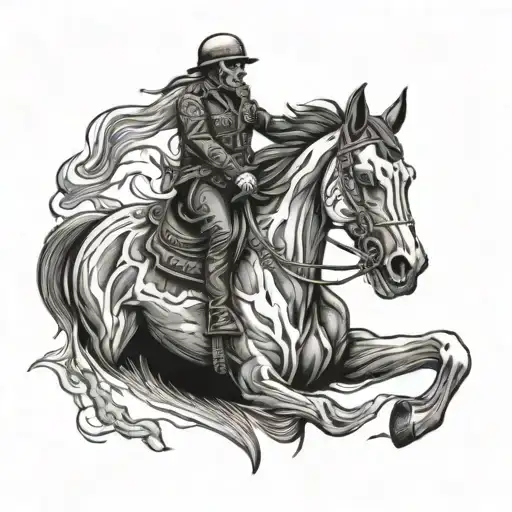 skull riding in horse  tattoo design idea