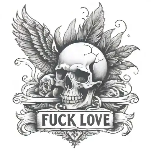 fuck love tattoo design idea