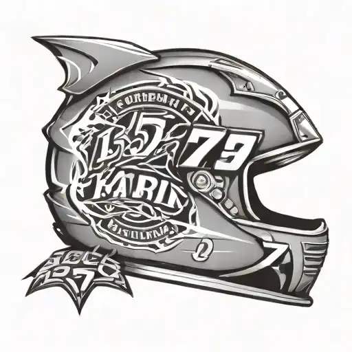 stock car racing helmet with number 75 tattoo design idea