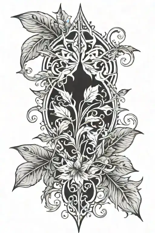 Medieval elvish fantasy tattoo design idea