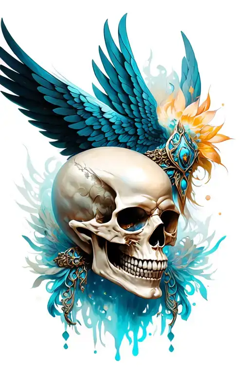 wings Valkyrie skull Gemini tattoo design idea