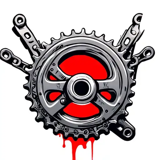 bike crank and chain blood tattoo design idea