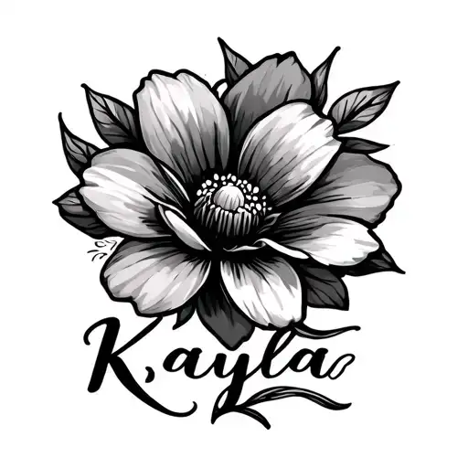 blossom flower with Kayla name written tattoo design idea