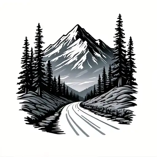 Mountain Road tattoo design idea