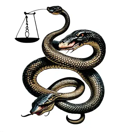 libra and snake tattoo design idea