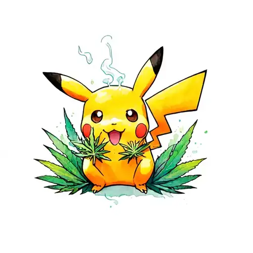 Pikachu smoking weed tattoo design idea