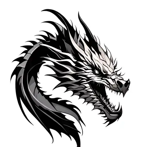 Dragon in tribal design tattoo design idea
