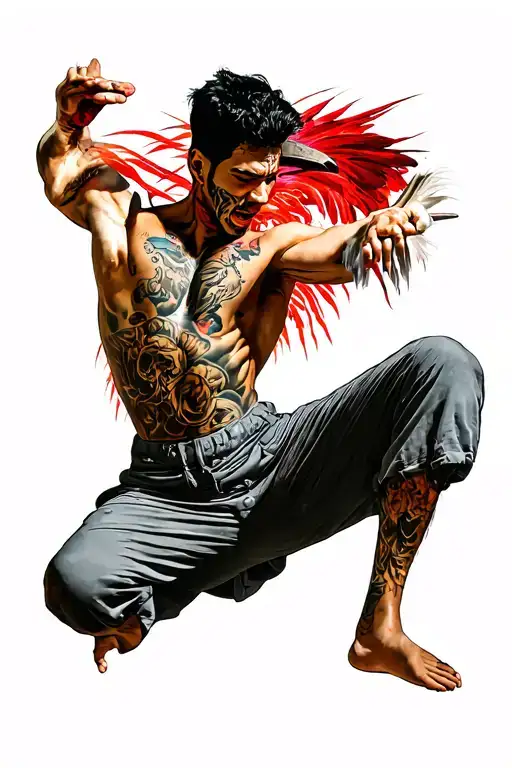 crane kick pose tattoo design idea