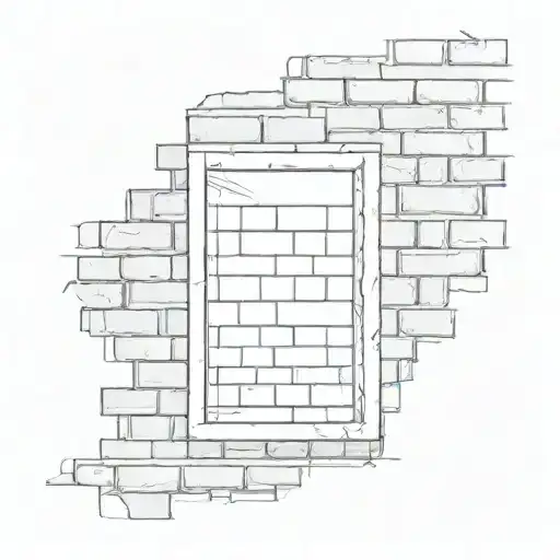 Brick wall photo frame with iron beam frame tattoo design idea