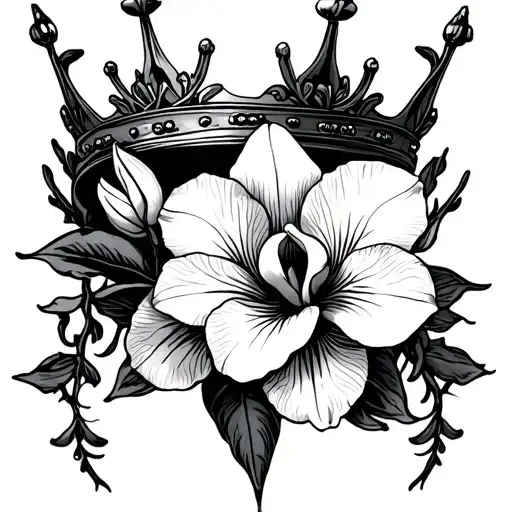 cattleya the ganster princess crown with cattleya flower with vines tattoo design idea