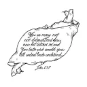 Bicep tattoo. The Bible verse “John 13:7, you may not understand now, but later you will under understand”. inner bicep tattoo design idea