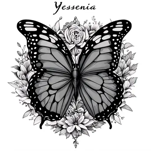 "Yessenia " butterfly virgo symbol tattoo design idea