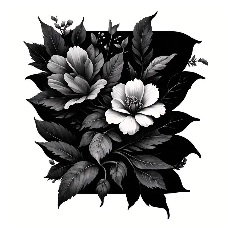 Wrap Around Ankle flowers and leaves intertwined tattoo design idea