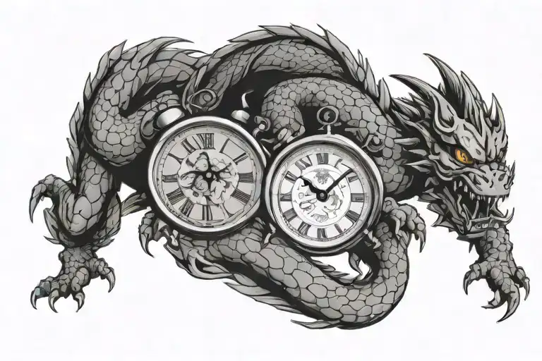 baby foot print with name incorporated with clock face dragon ball  tattoo design idea