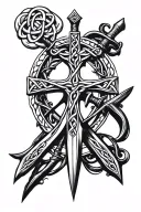 celtic cross and swords tattoo design idea