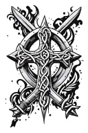 celtic cross and swords tattoo design idea