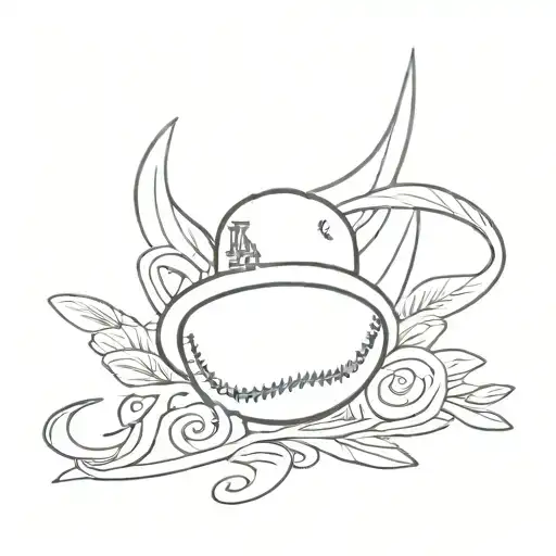 los angeles dodgers with a baseball dainty girly tattoo design idea