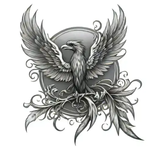 Phoenix and cross tattoo design idea