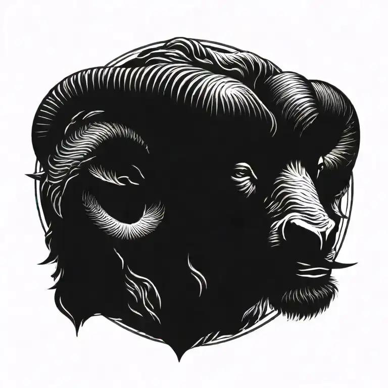 demonic aries with mandela tattoo design idea