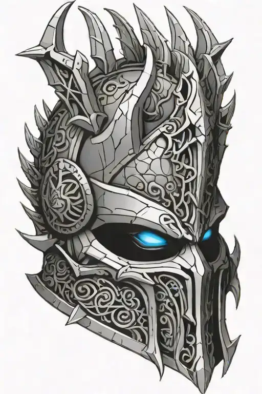 lich king helmet warcraft arthas litch king tattoo design idea