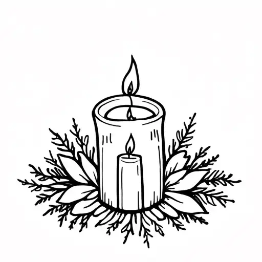 hygge candle burning tattoo design idea