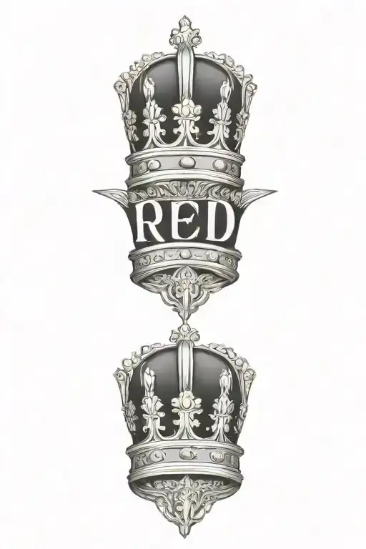 queens crown pld letters tattoo design idea