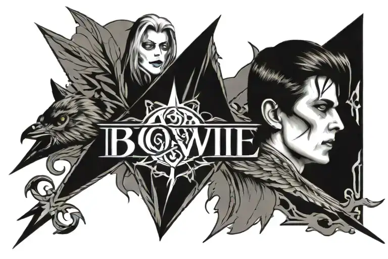 “Property Of Bowie” gothic style tattoo design idea