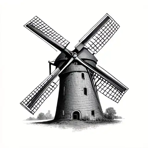 Dutch Windmill tattoo design idea