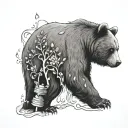 Bear eating honey tattoo design idea