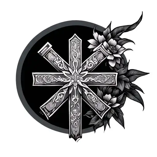 Japanese Christian Cross Tattoo sleeve tattoo design idea
