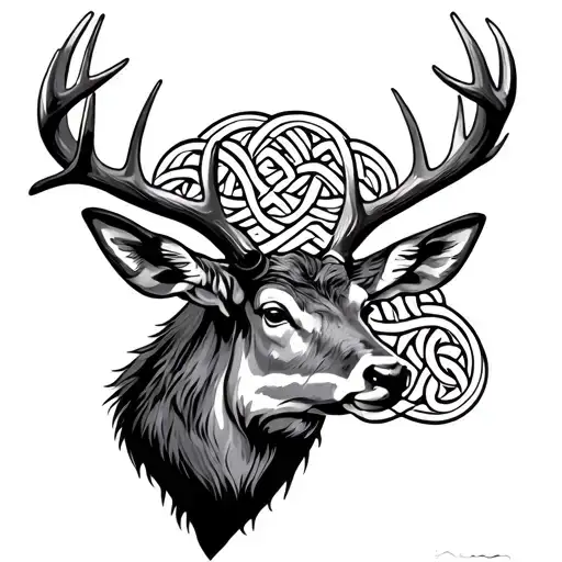 Celtic knot red stag tattoo design idea