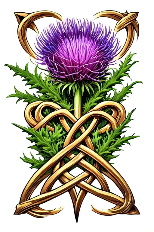 thistle and trinity knot tattoo design idea