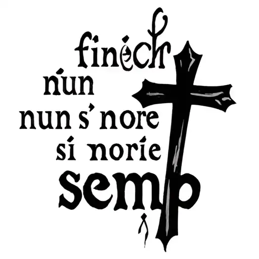 write this sentence “finché nun s more rir semp” and add some crosses to it tattoo design idea