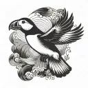 a flying puffin tattoo design idea
