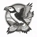 a flying puffin tattoo design idea