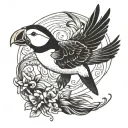 a flying puffin tattoo design idea
