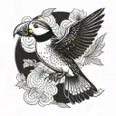 a flying puffin tattoo design idea