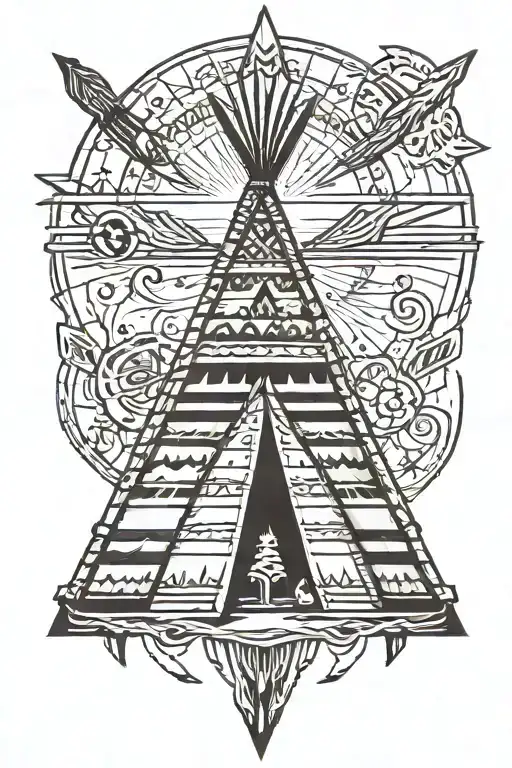 teepee, wild west tattoo design idea