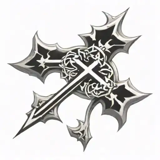cyber siglism cross tattoo design idea