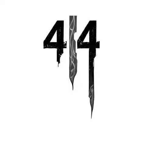 444 written vertical on neck tattoo design idea