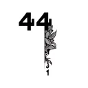 444 written vertical on neck tattoo design idea