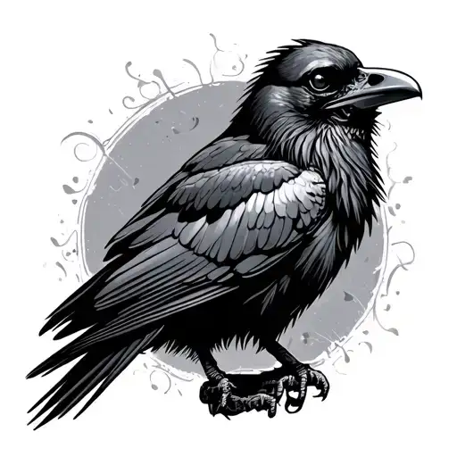 crow with a skeleton head tattoo design idea