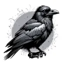 crow with a skeleton head tattoo design idea