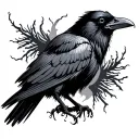 crow with a skeleton head tattoo design idea