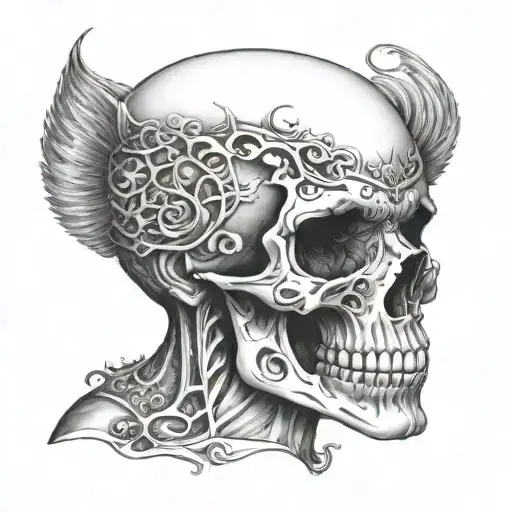 face half normal half skull  tattoo design idea
