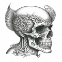 face half normal half skull  tattoo design idea