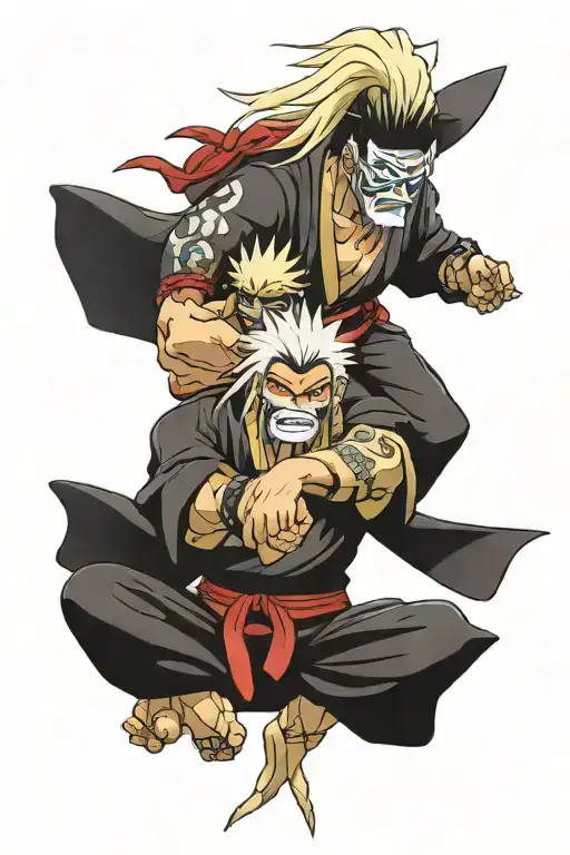 Jiraiya from Naruto and Kenpachi from Bleach anime tattoo design idea