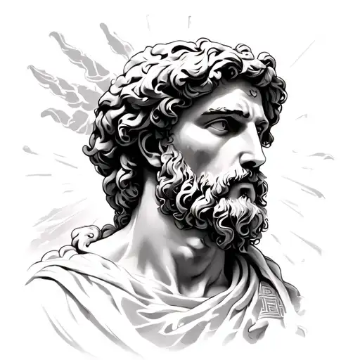 John 3:30 in Ancient Greek, stoic imagery tattoo design idea