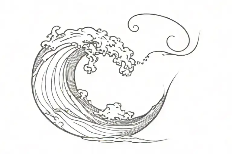 ocean wave with wake tale tattoo design idea