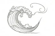 ocean wave with wake tale tattoo design idea